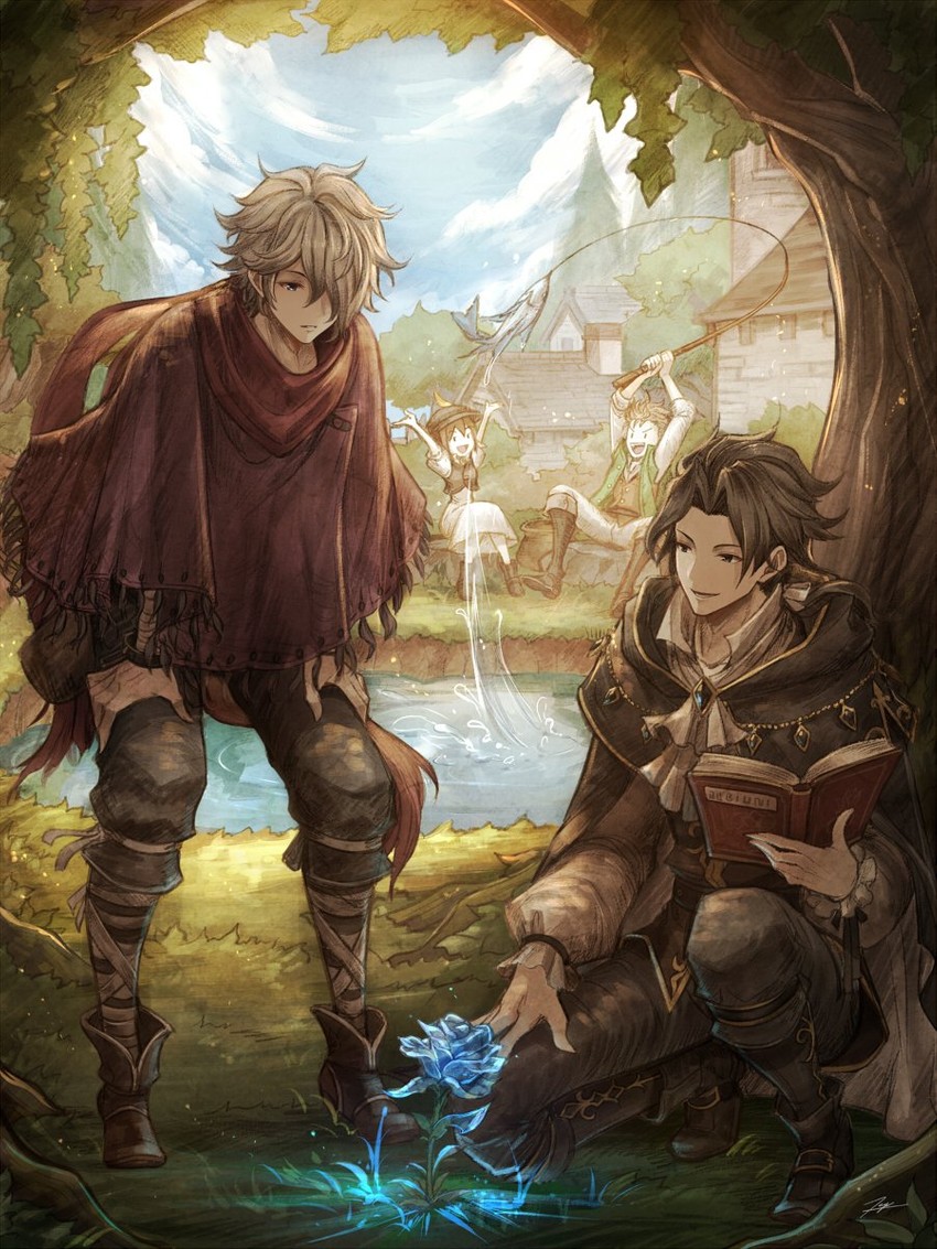therion, tressa colzione, cyrus albright, and alfyn greengrass (octopath traveler and 1 more) drawn by tenyo0819