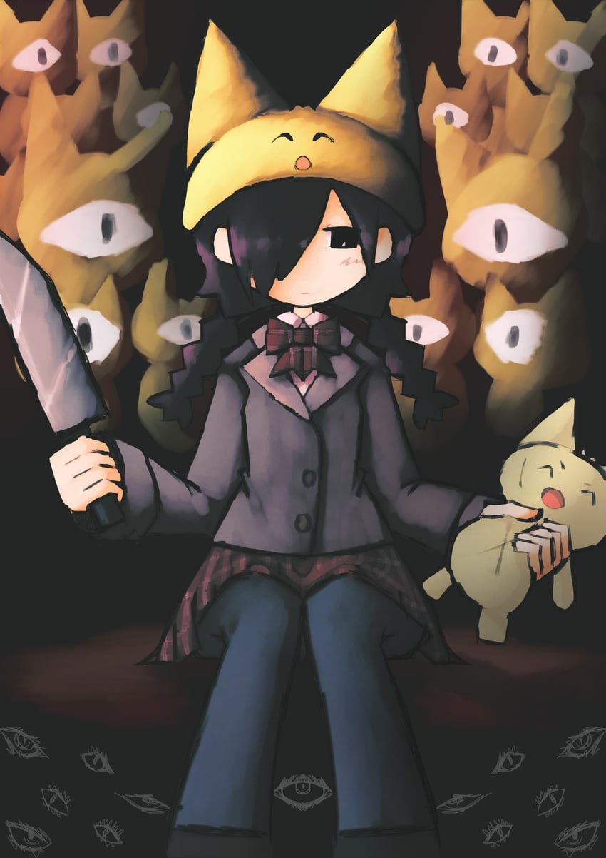 kurai yonaka, defect mogeko, and lord prosciutto (funamusea and 1 more) drawn by iesonatana