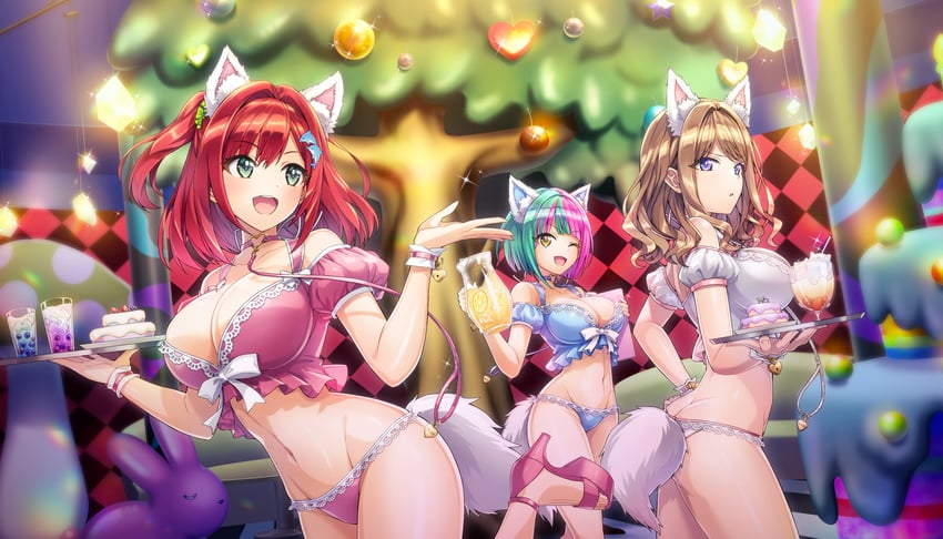 sakimiya iruka, suminoe shion, and helly lewis (dolphin wave) drawn by ootomo_takuji