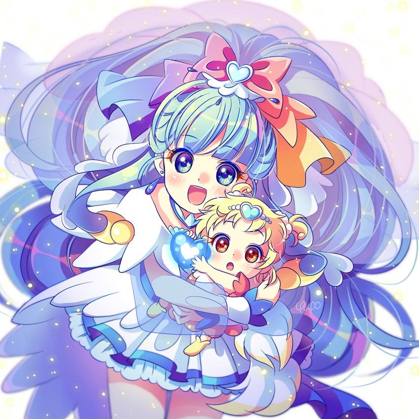 yakushiji saaya, cure ange, and hug-tan (precure and 1 more) drawn by yupo_(yupo4069)