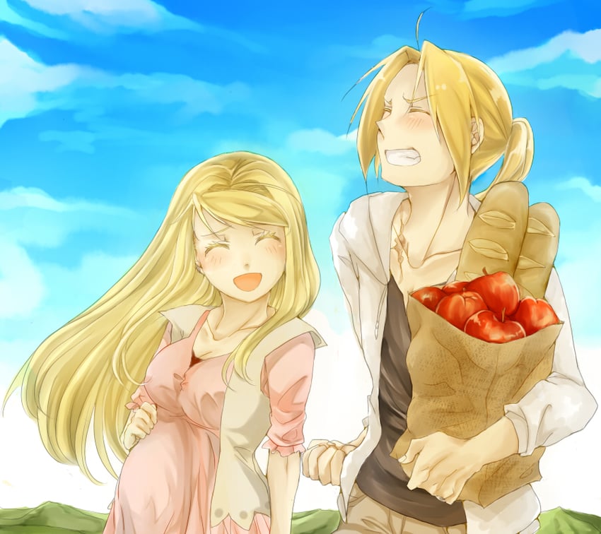 edward elric and winry rockbell (fullmetal alchemist) drawn by al13