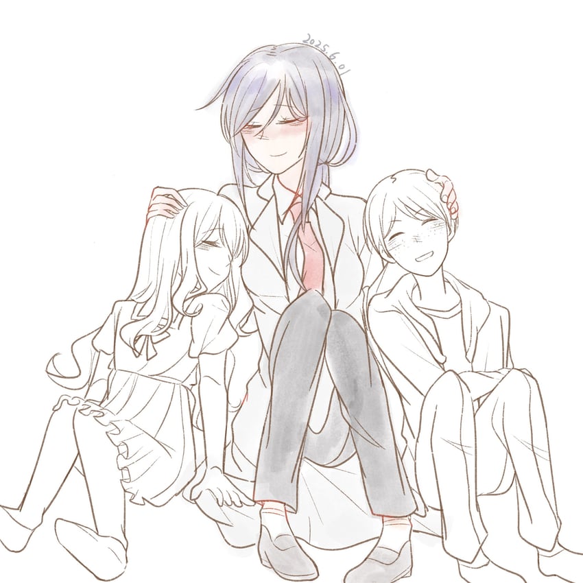 kunosato mio, jake, and beth (science adventure and 1 more) drawn by tomogiwww