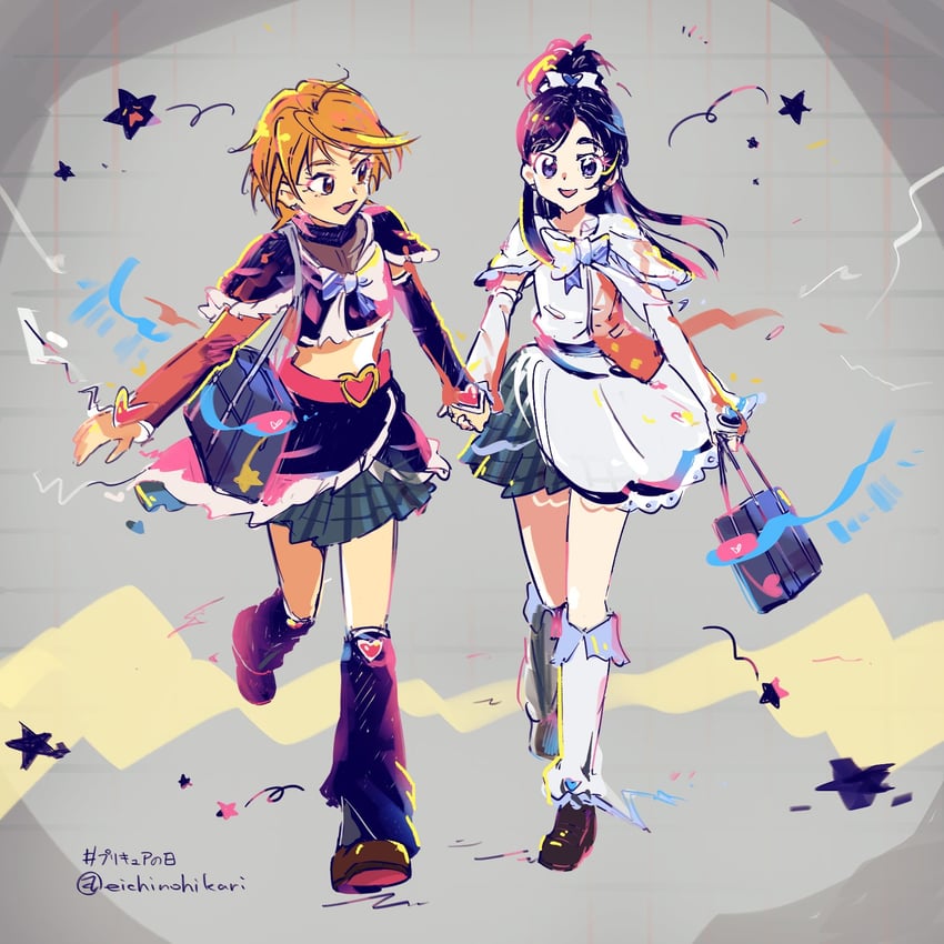 misumi nagisa, yukishiro honoka, cure black, and cure white (precure and 1 more) drawn by aoizumi_(eichinohikari)