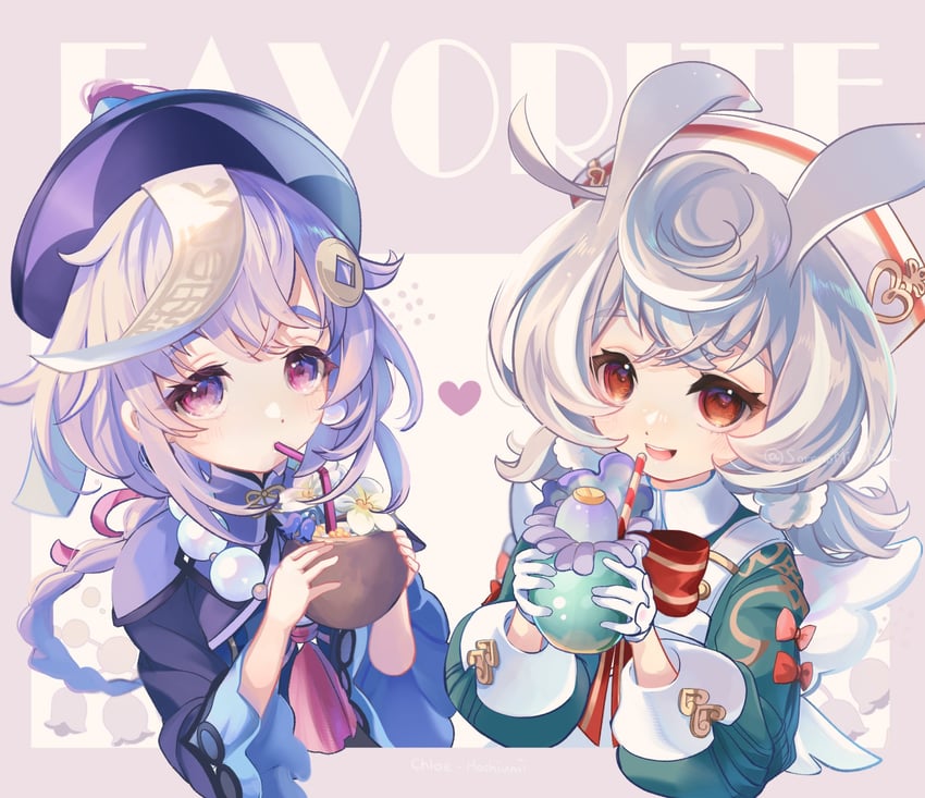 qiqi and sigewinne (genshin impact) drawn by hoshiusagi_no_chloe