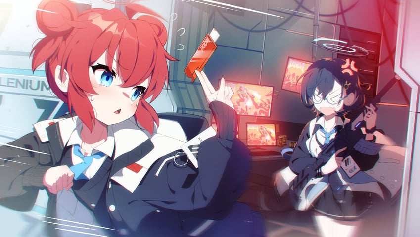 maki and chihiro (blue archive and 2 more) drawn by liyom