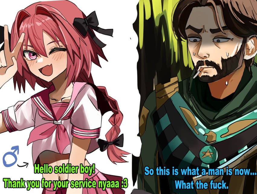 astolfo and soldier boy (fate and 1 more) drawn by mykokampfwagen