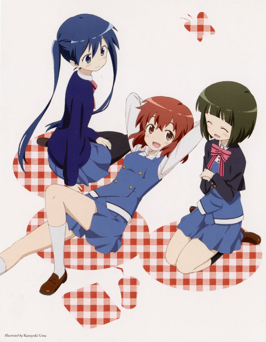 komichi aya, oomiya shinobu, and inokuma youko (kin-iro mosaic) drawn by ueta_kazuyuki