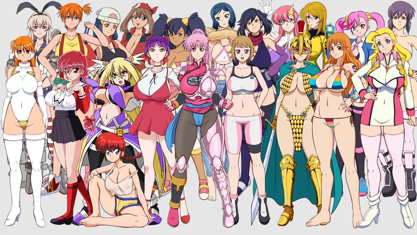 shimakaze, dawn, nami, may, ranma-chan, and 16 more (kantai collection and 22 more) drawn by lento_(glamour_works)