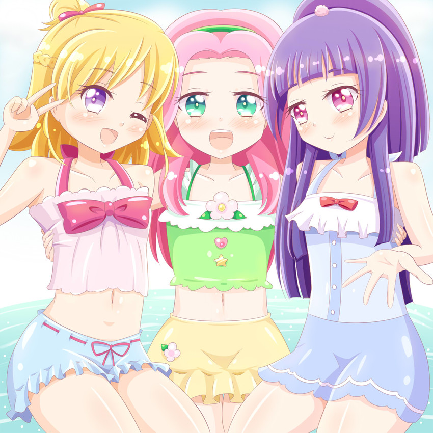 asahina mirai, izayoi liko, and hanami kotoha (precure and 1 more) drawn by cherrose
