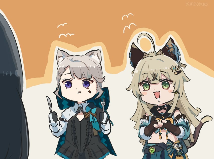 jane doe, lynette, and kirara (genshin impact and 2 more) drawn by xinzoruo