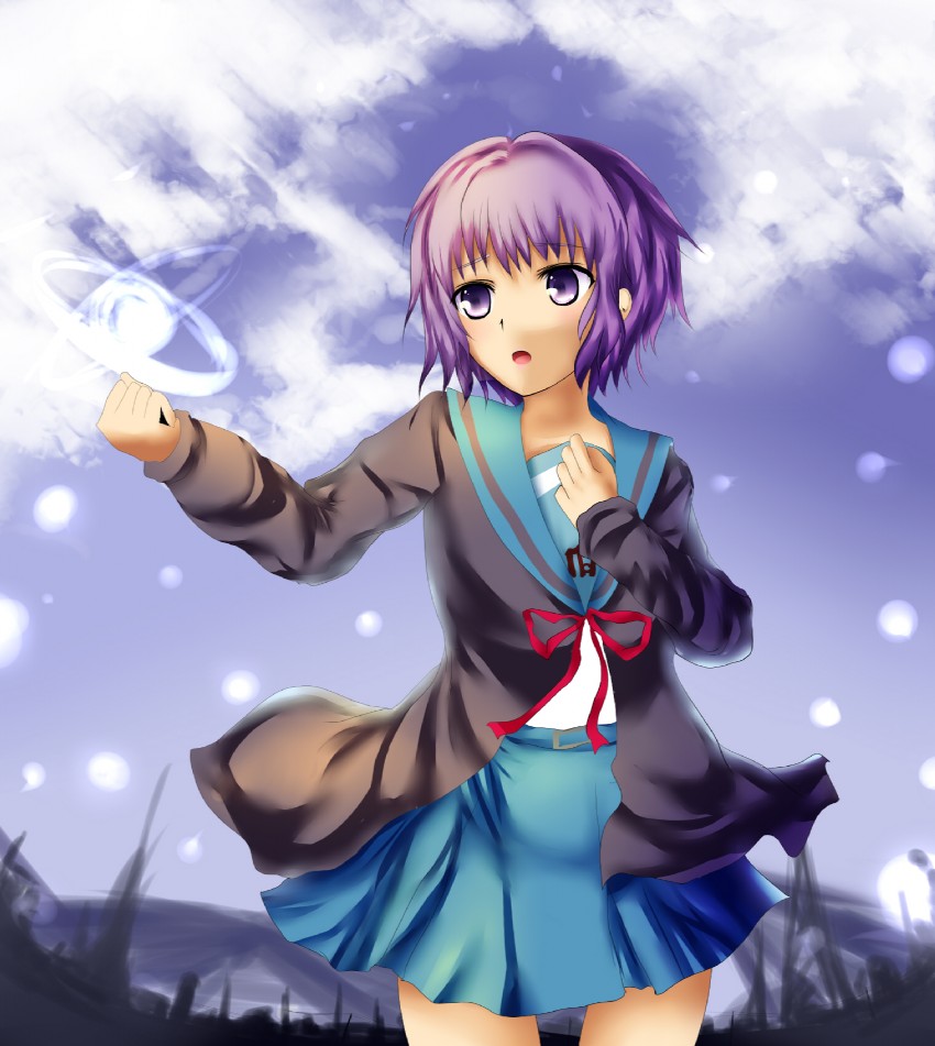 nagato yuki (suzumiya haruhi no yuuutsu and 1 more) drawn by e-co