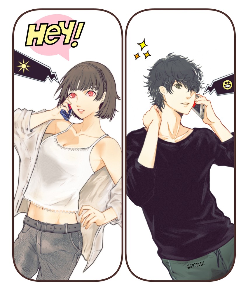 amamiya ren and niijima makoto (persona and 1 more) drawn by houhou_(pixiv4771938)