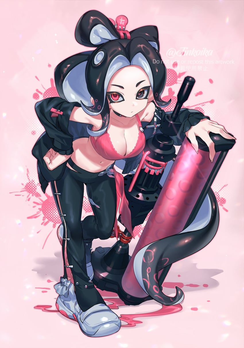octoling player character and octoling girl (splatoon) drawn by jinkoika