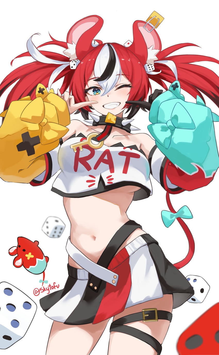 hakos baelz and mr. squeaks (hololive and 1 more) drawn by skytofu