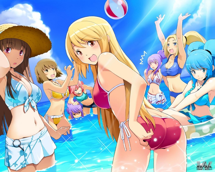 crimrose, rei, lily rain, winberrl, lazflamme, and 3 more (cosmic break) drawn by wakaba_sprout