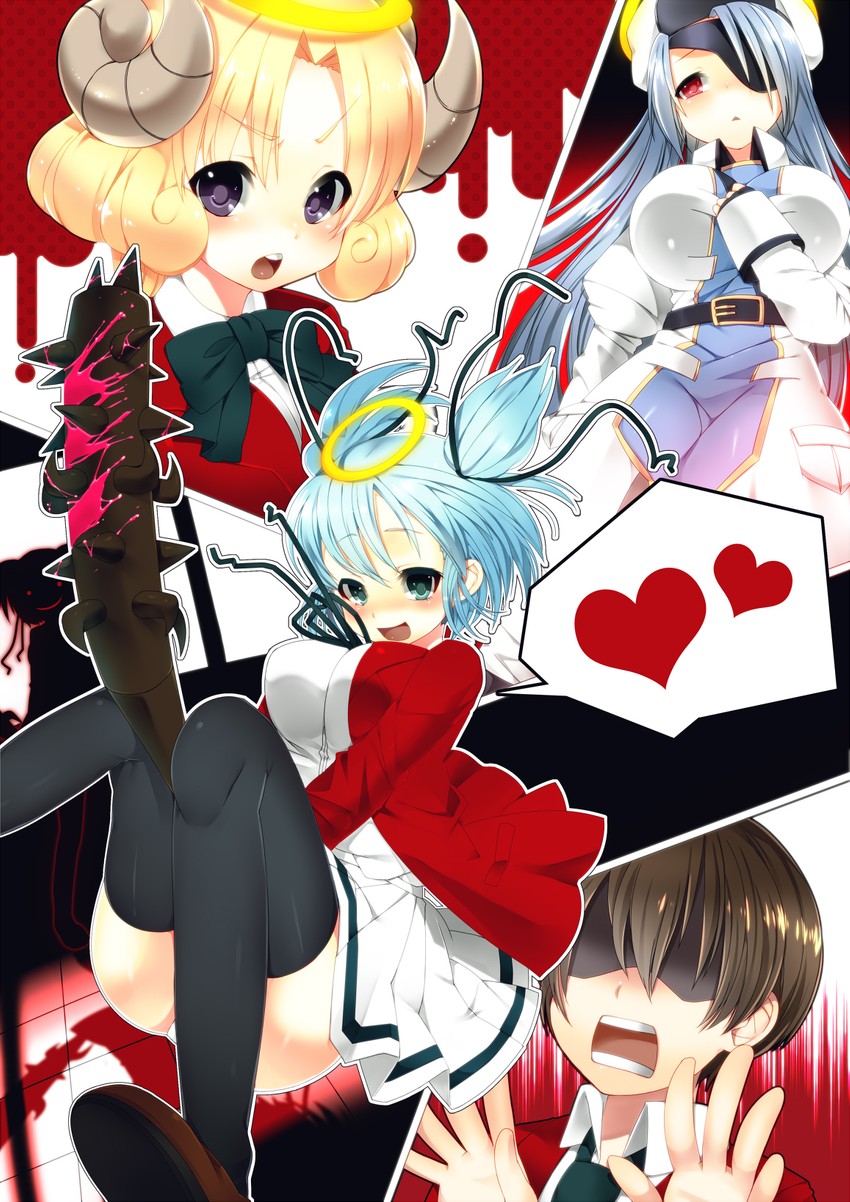 mitsukai dokuro, mihashigo sabato, mitsukai zakuro, and kusakabe sakura (bokusatsu tenshi dokuro-chan) drawn by dancho_(dancyo)
