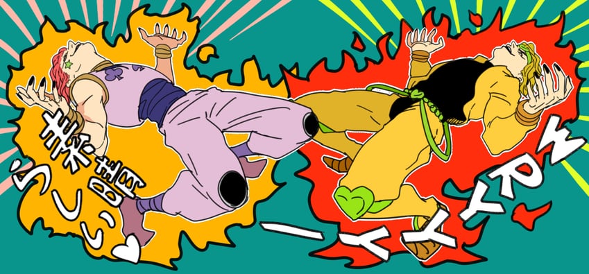 dio brando and hisoka morow (jojo no kimyou na bouken and 2 more) drawn by kilva_lollop