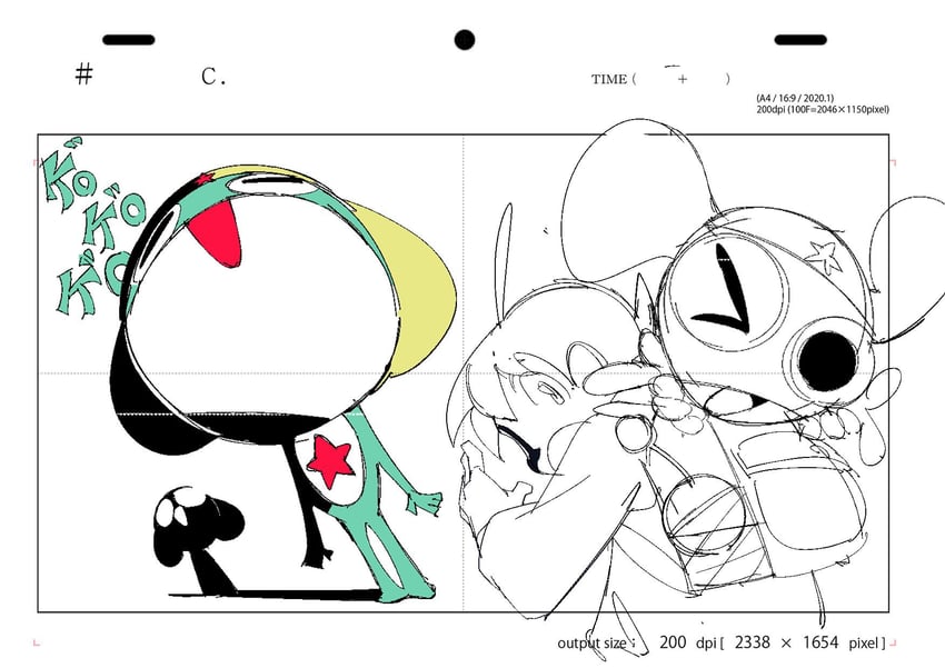 keroro and hinata fuyuki (keroro gunsou) drawn by yooto40010