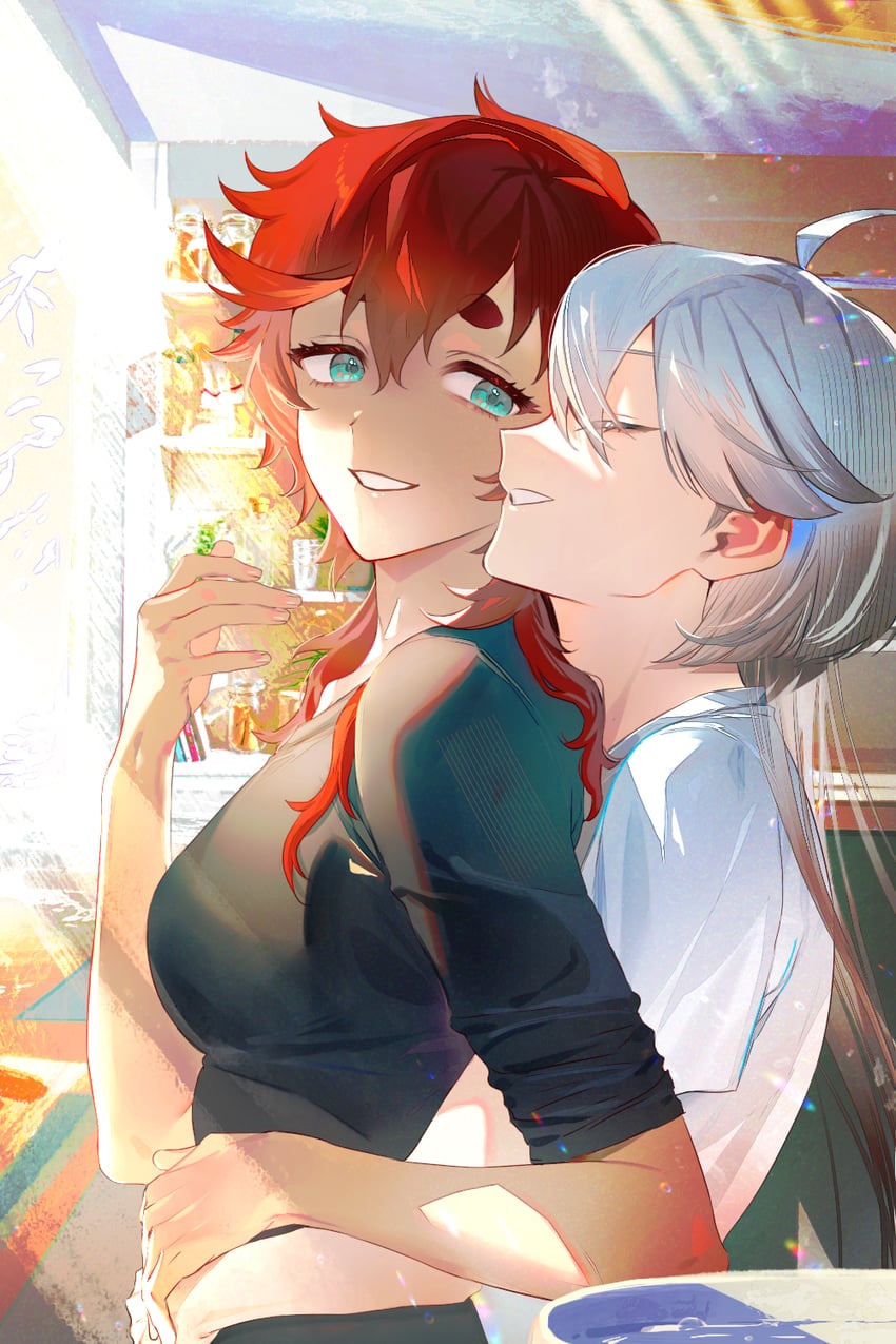 suletta mercury and miorine rembran (gundam and 1 more) drawn by fern_(bhbtr)
