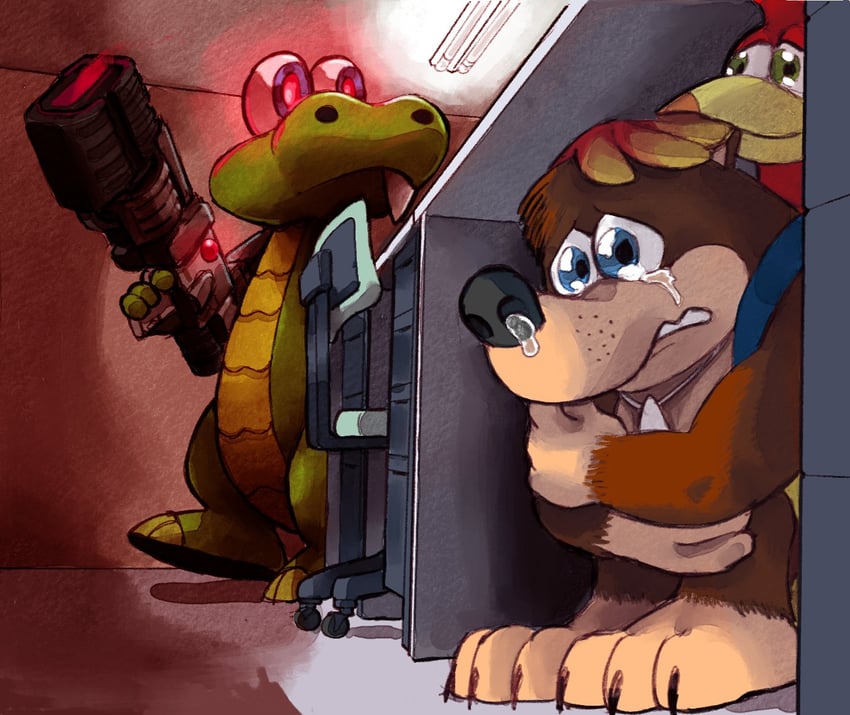 kazooie, banjo, and croc (banjo-kazooie and 1 more) drawn by thekkm