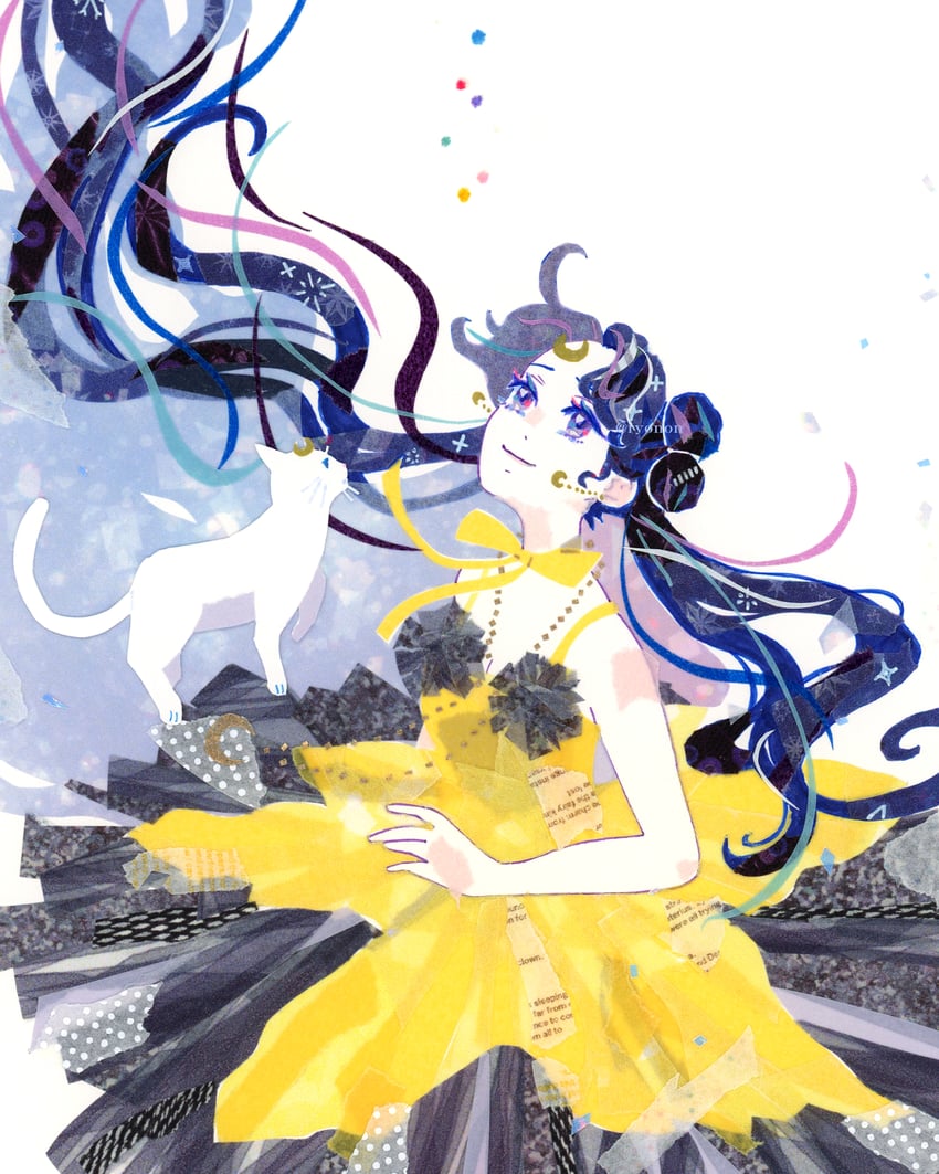 luna and artemis (bishoujo senshi sailor moon) drawn by ryono
