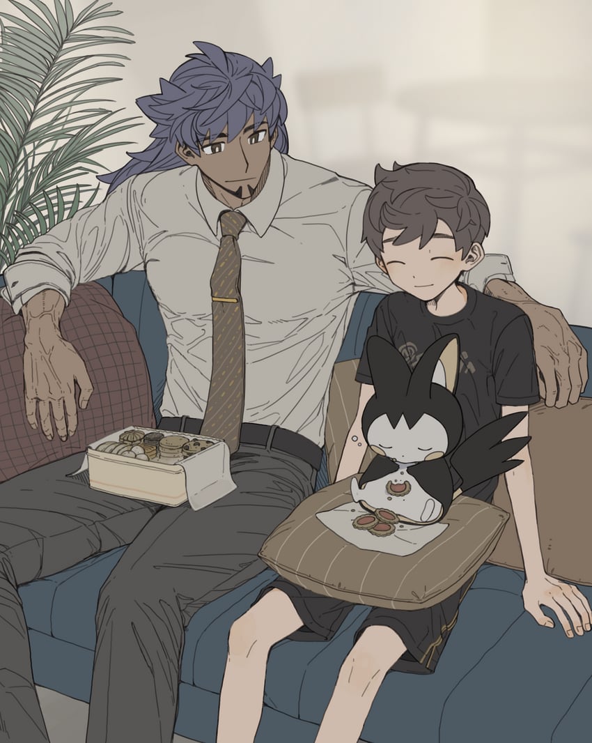 leon, victor, and emolga (pokemon and 1 more) drawn by mmm3sushi