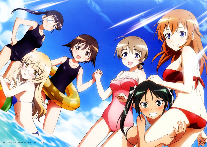 miyafuji yoshika, perrine h. clostermann, charlotte e. yeager, lynette bishop, sakamoto mio, and 1 more (world witches series and 1 more) drawn by yamakawa_kouji