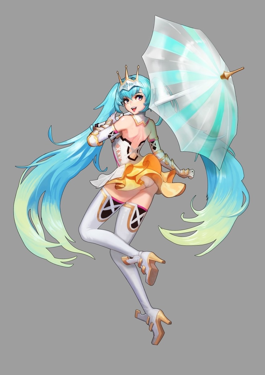 hatsune miku and racing miku (vocaloid and 2 more) drawn by qsun