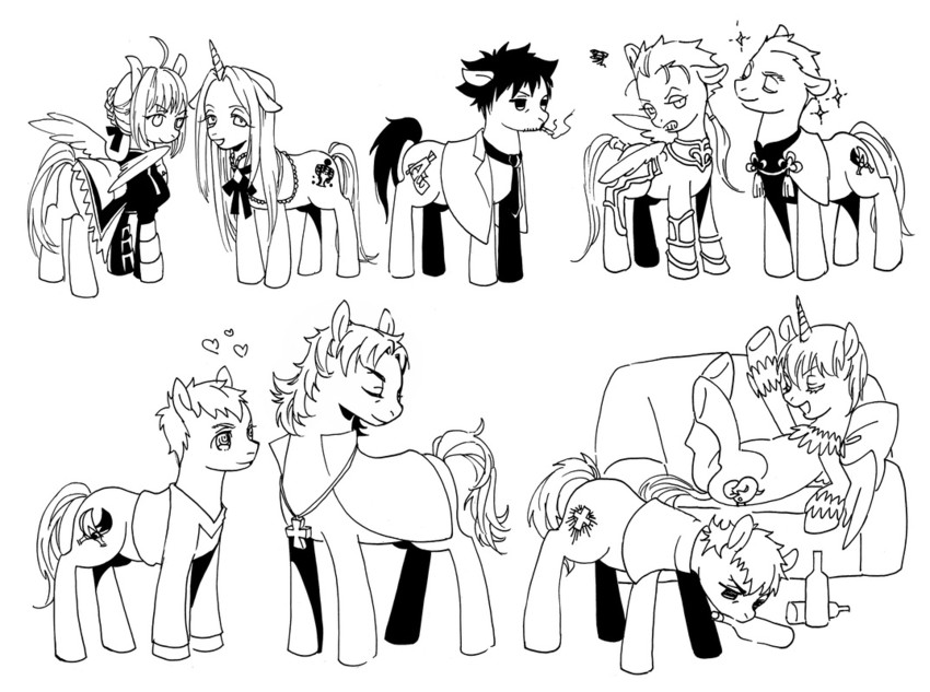 artoria pendragon, saber, gilgamesh, emiya shirou, cu chulainn, and 4 more (fate and 3 more) drawn by haruhikohiko