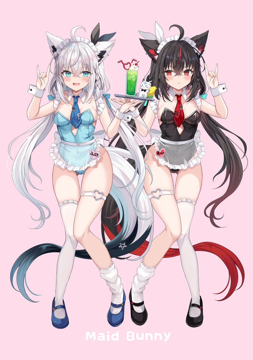 shirakami fubuki, kurokami fubuki, and sukonbu (hololive and 1 more) drawn by retsuto