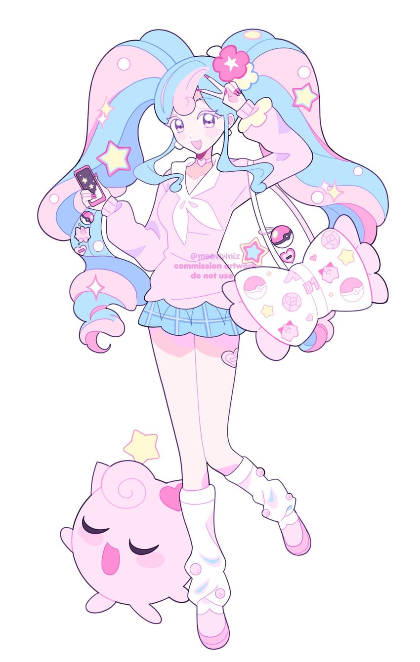 hatsune miku, jigglypuff, and fairy miku (pokemon and 2 more) drawn by meowwniz