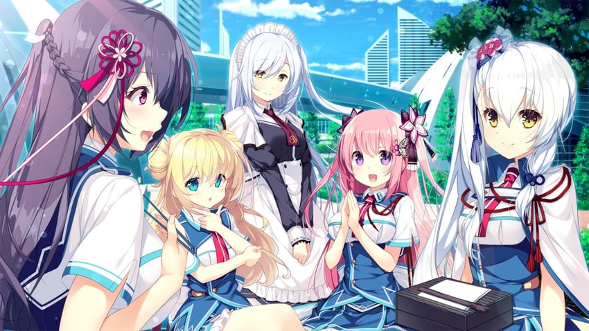 suzakuin tsubaki, kamiizumi saya, aihara shion, suzakuin miyako, and freesia godspeed (kizuna kirameku koi iroha) drawn by honda_tamanosuke