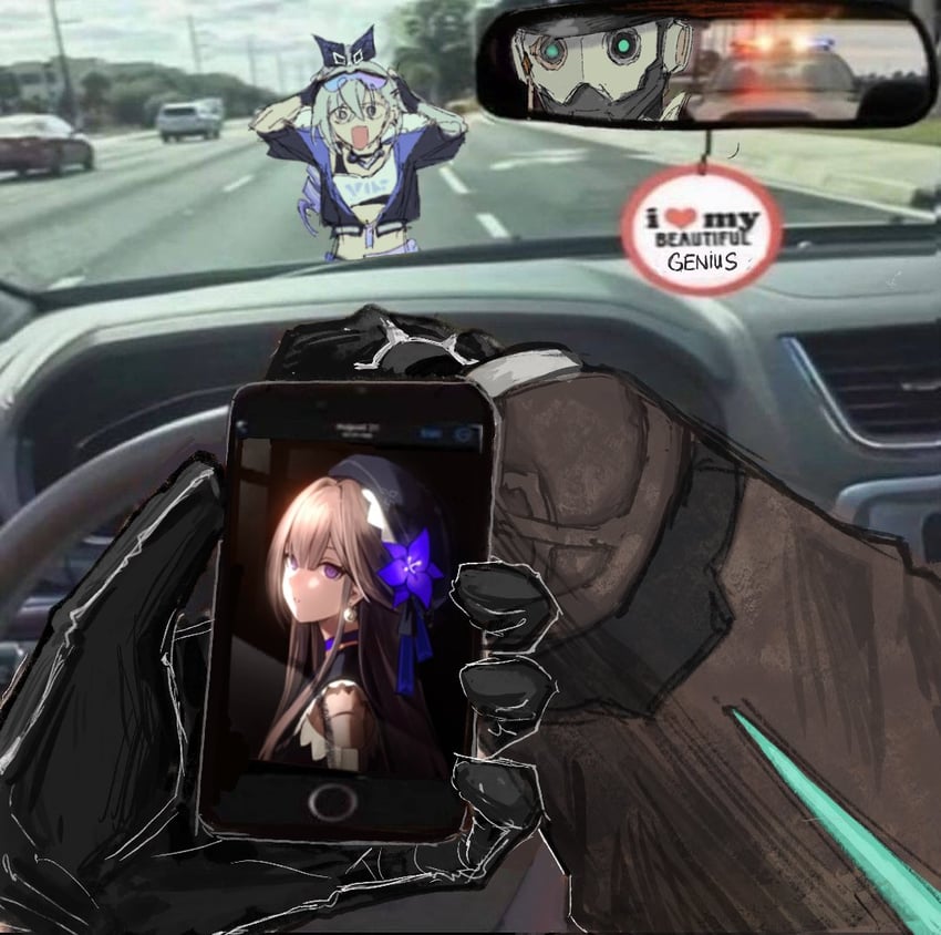 silver wolf, herta, and screwllum (honkai and 2 more) drawn by raiholic