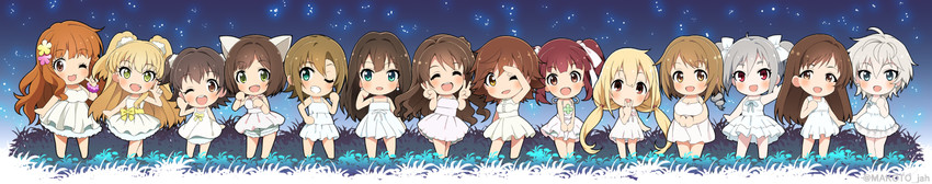 shibuya rin, shimamura uzuki, kanzaki ranko, futaba anzu, nitta minami, and 9 more (idolmaster and 1 more) drawn by mizuki_makoto