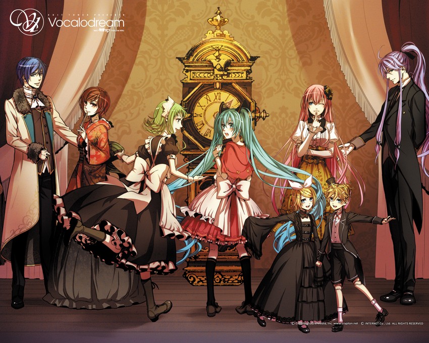 hatsune miku, kagamine rin, kagamine len, megurine luka, kaito, and 3 more (vocaloid and 1 more) drawn by suzunosuke_(sagula)