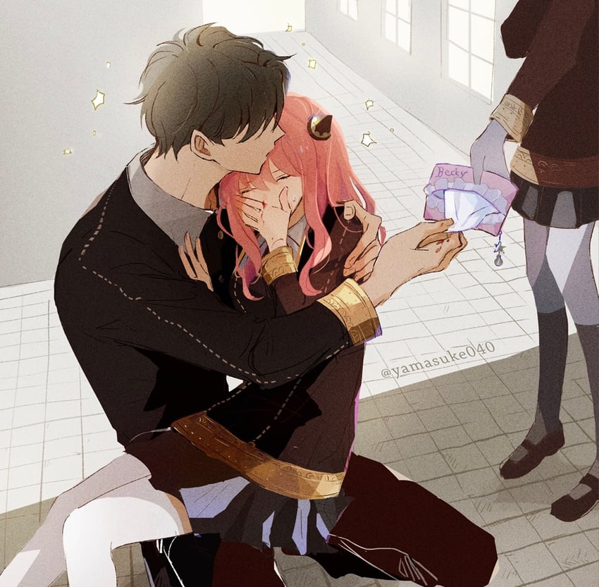 anya, damian desmond, and becky blackbell (spy x family) drawn by yamasuke040