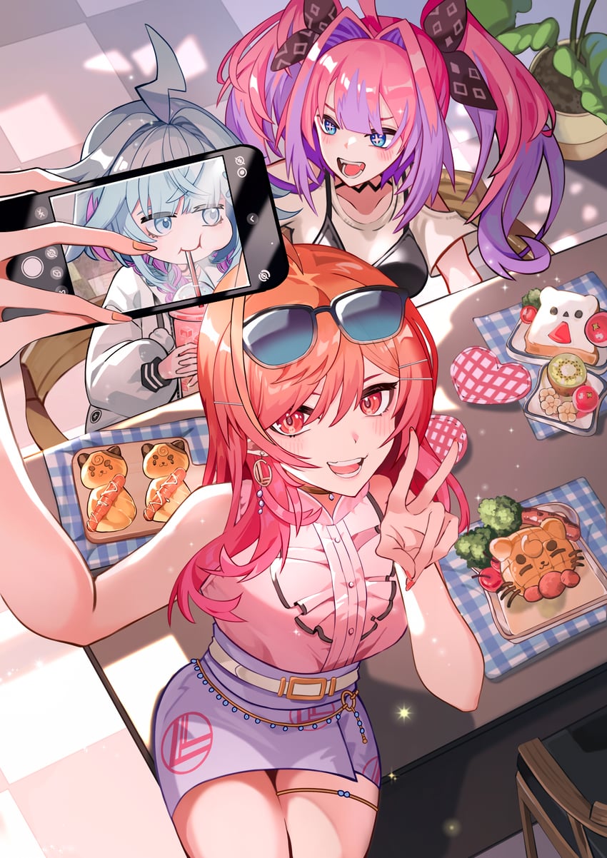 ichijou ririka, kikirara vivi, and mizumiya su (hololive and 1 more) drawn by currynoodle_art