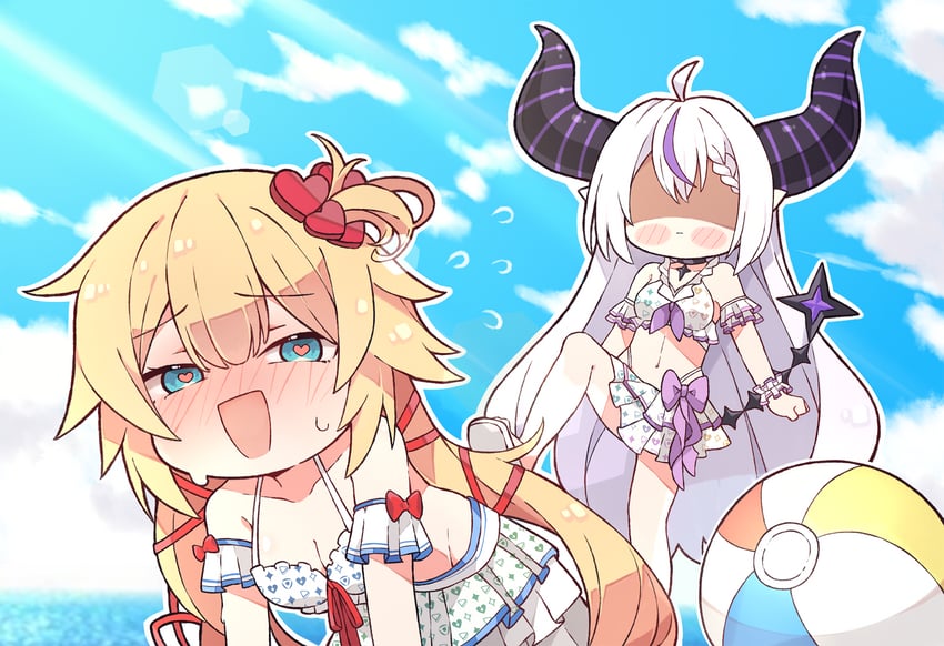 la+ darknesss and akai haato (hololive) drawn by kukie-nyan