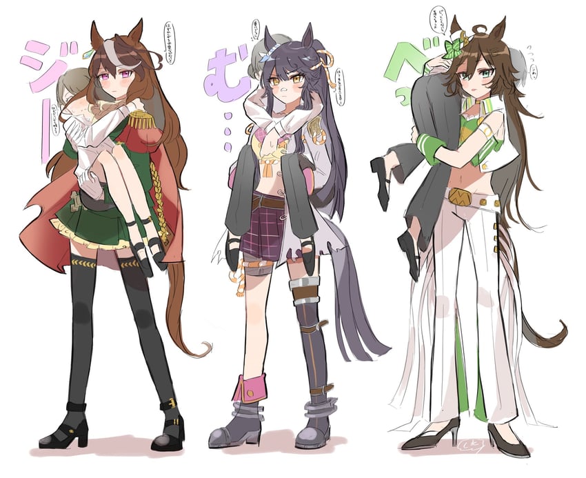 trainer, symboli rudolf, mr. c.b., narita brian, and female trainer (umamusume) drawn by kumo_(mokumoku_warabi)