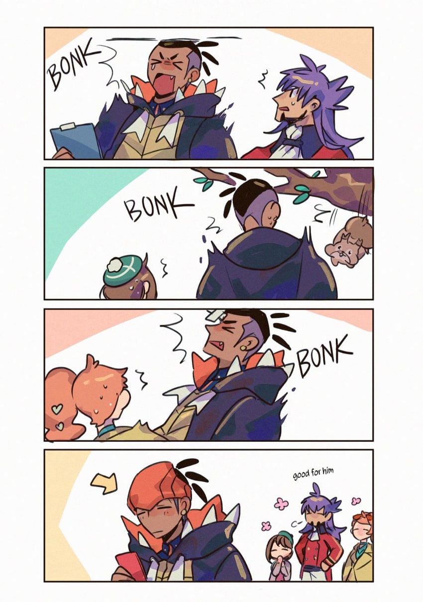 gloria, leon, raihan, sonia, and skwovet (pokemon and 1 more) drawn by chiyo_(miichiyochin)
