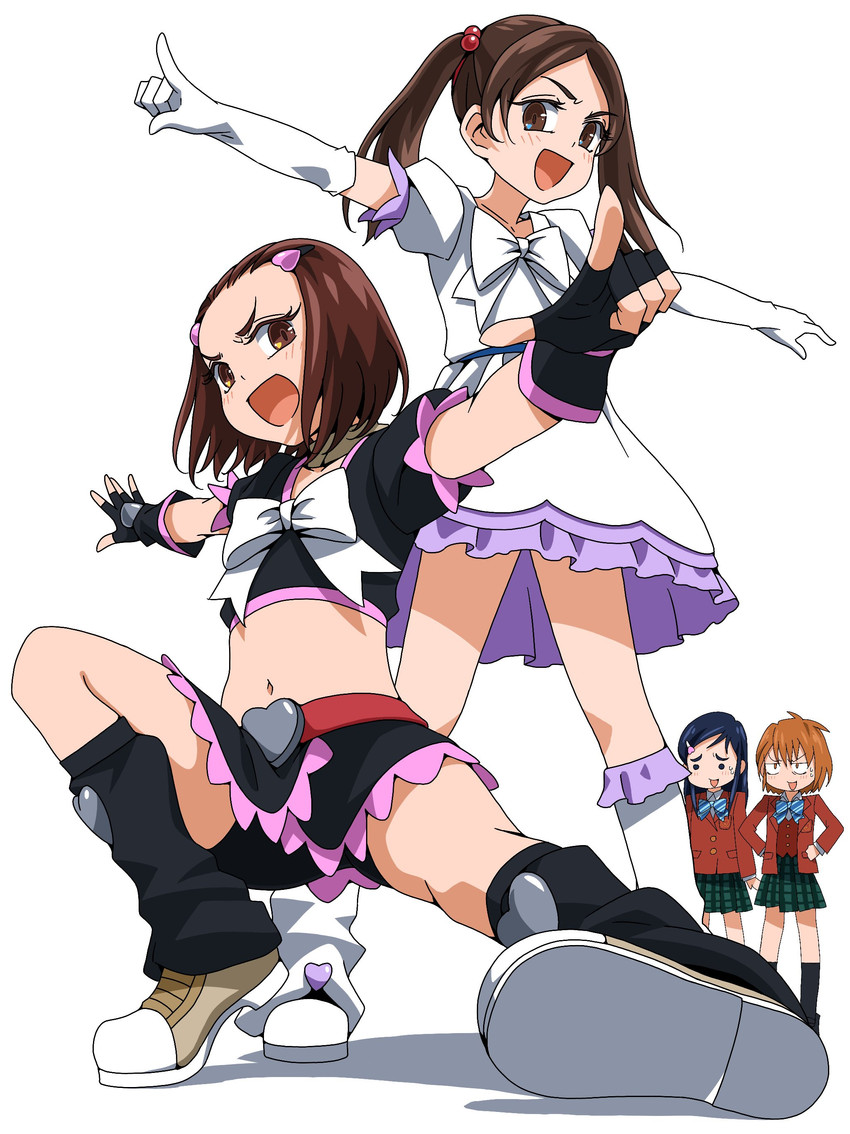 misumi nagisa, yukishiro honoka, cure black, cure white, koshino natsuko, and 1 more (precure and 1 more) drawn by ebura_din