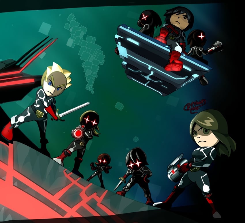 mii, mii gunner, mii brawler, and mii swordfighter (super smash bros. and 1 more) drawn by 17ina47