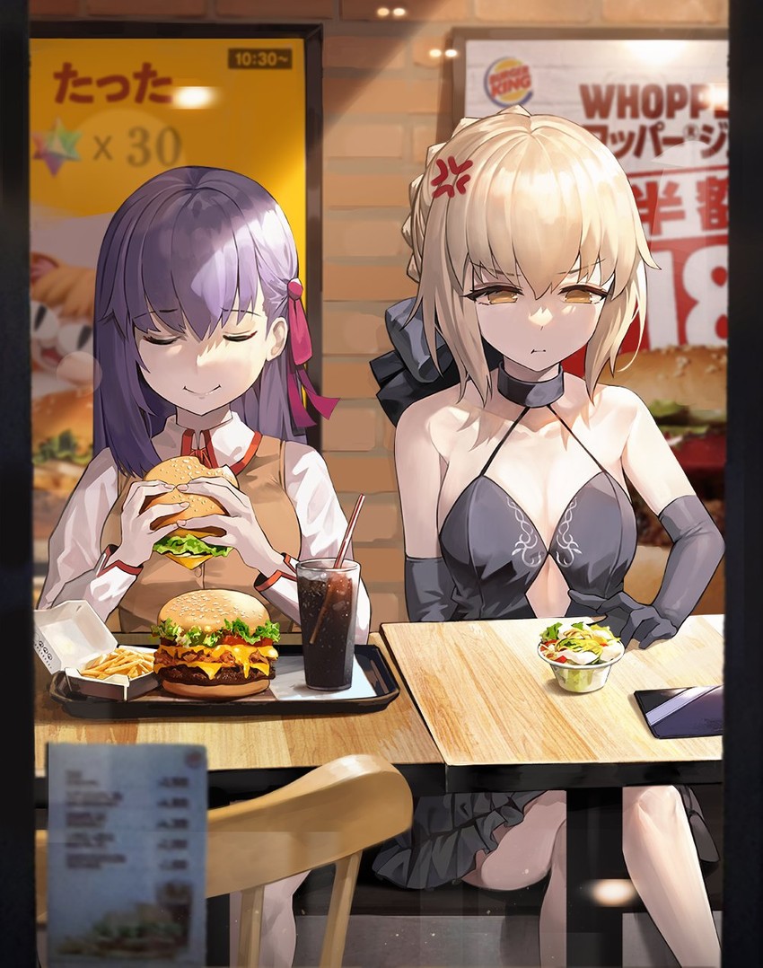 artoria pendragon, saber alter, matou sakura, and neco-arc (fate and 4 more) drawn by suou-sensei