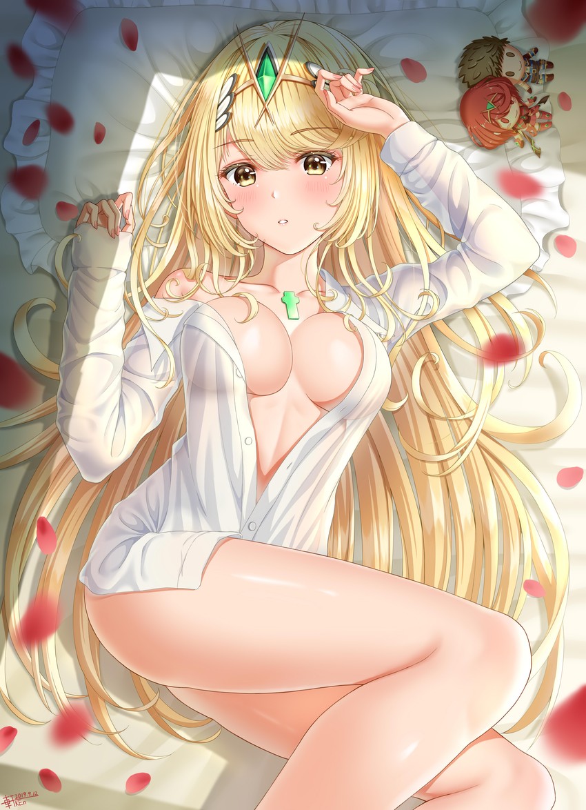 pyra, mythra, and rex (xenoblade chronicles and 1 more) drawn by ken-san