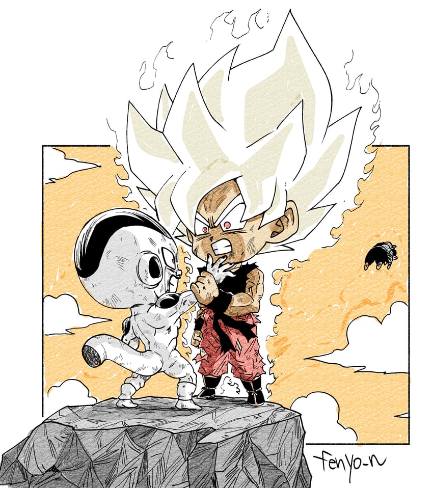 son goku, son gohan, piccolo, frieza, and final form frieza (dragon ball and 1 more) drawn by fenyon