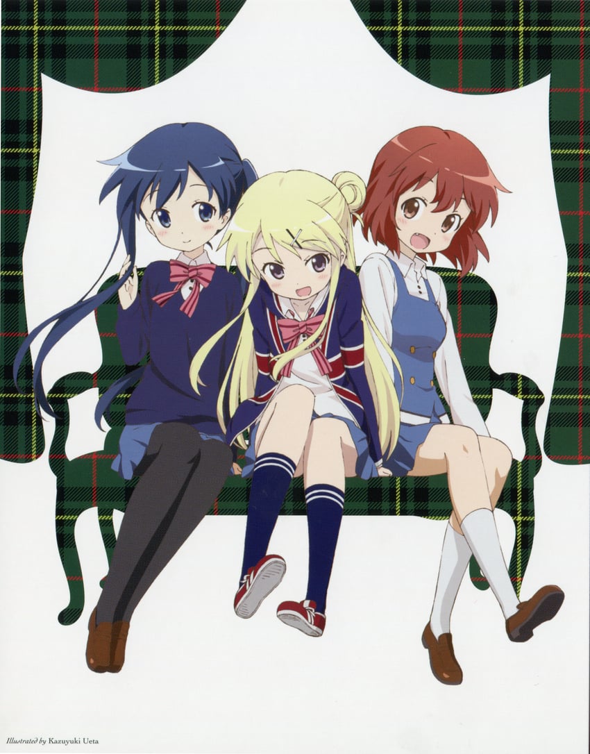 kujou karen, komichi aya, and inokuma youko (kin-iro mosaic) drawn by ueta_kazuyuki