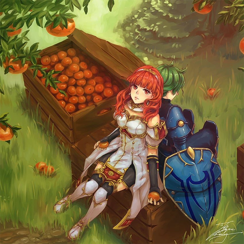 celica and alm (fire emblem and 1 more) drawn by fadingz