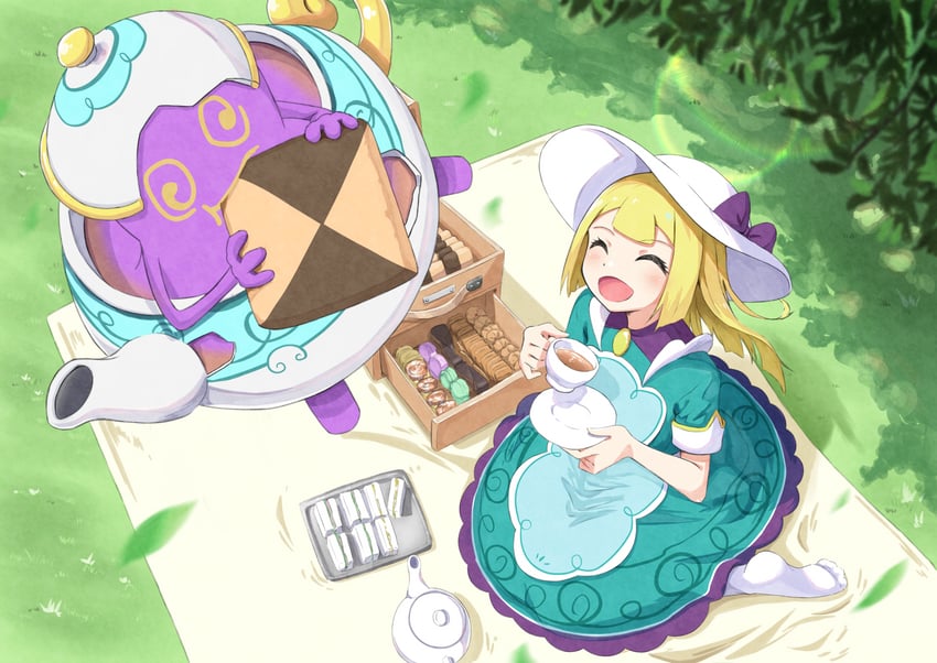 lillie and polteageist (pokemon and 1 more) drawn by negimiso1989