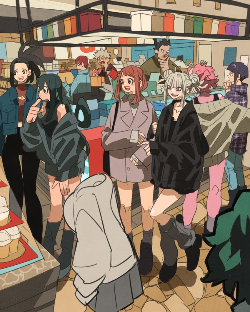midoriya izuku, uraraka ochaco, bakugou katsuki, toga himiko, todoroki shoto, and 6 more (boku no hero academia) drawn by takeuchi_ryousuke