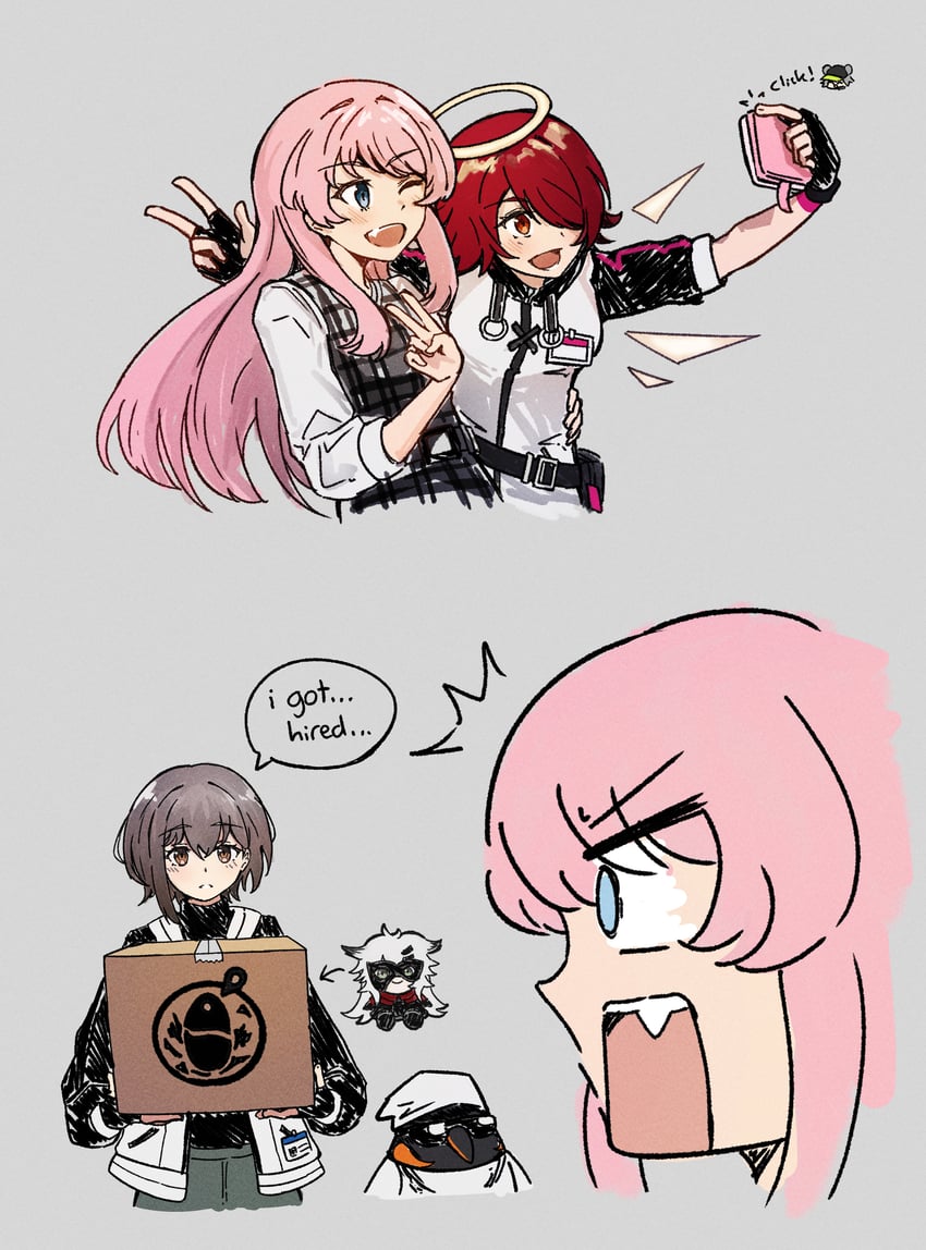 chihaya anon, lappland, exusiai, takamatsu tomori, emperor, and 1 more (arknights and 2 more) drawn by harlequin-wheels